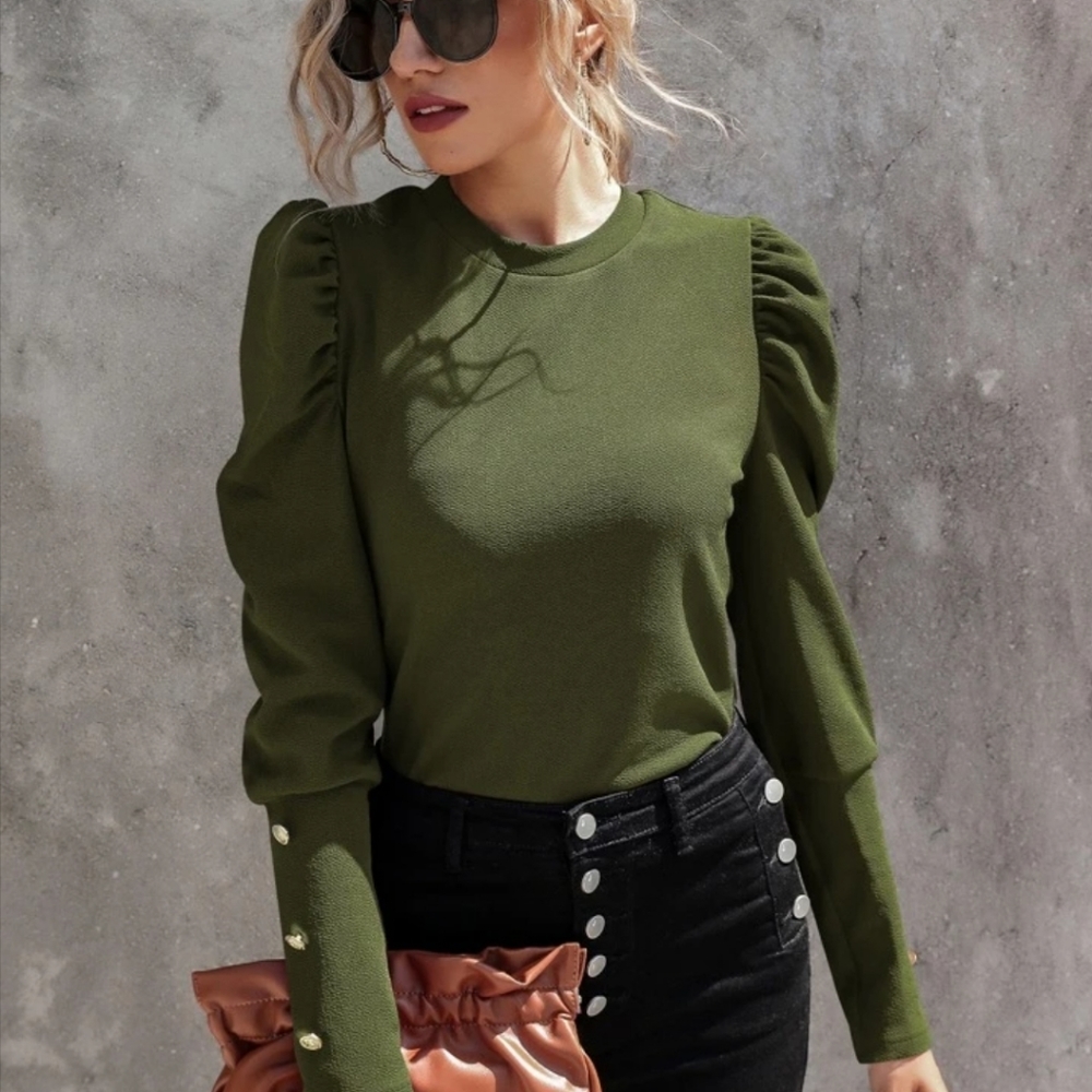 Shein: olive green long sleeve top
